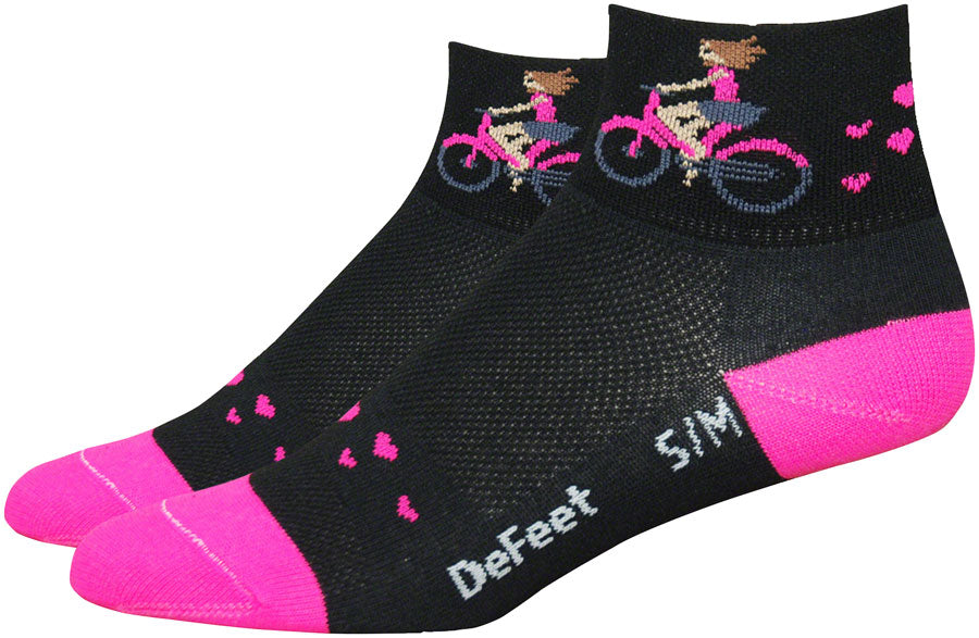 DeFeet Aireator 2-3&quot; Cuff Socks Black/Neon Pink L Pair
