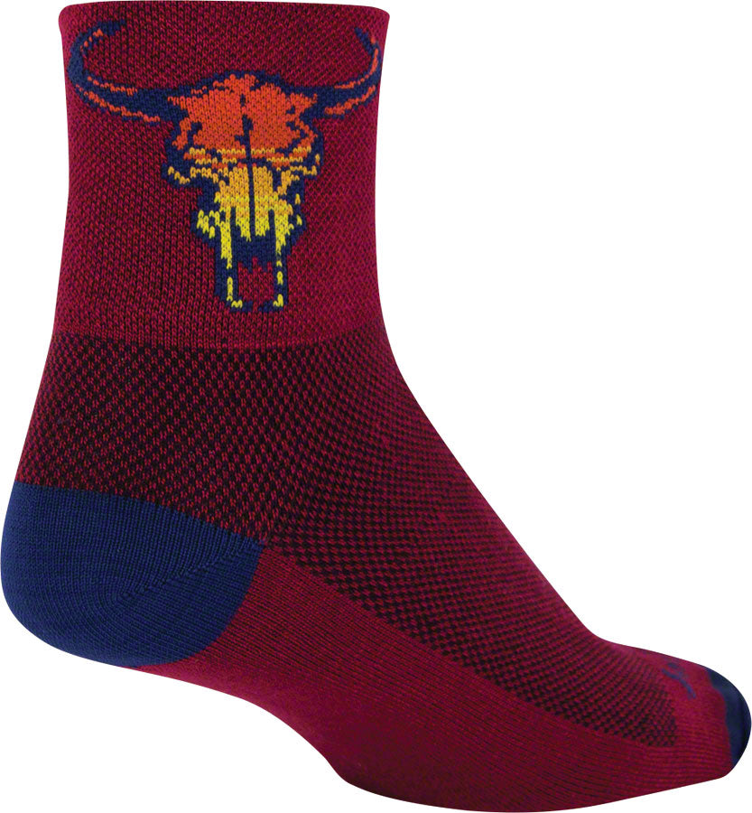 SockGuy Classic Desert Skull Socks - 3&quot; Red Small/Medium