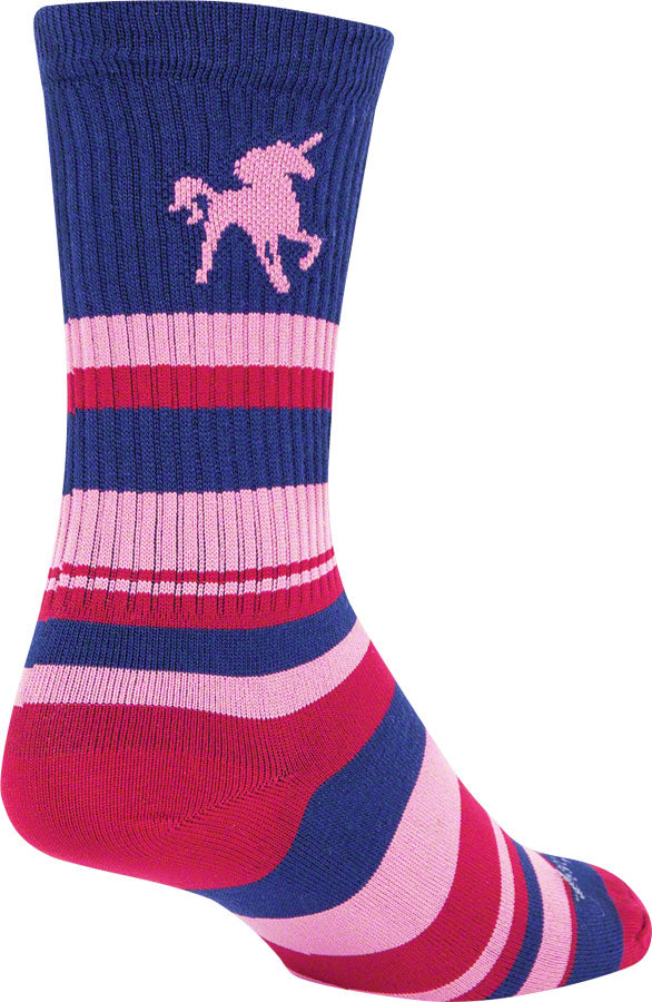 Sockguy Pink Unicorn Crew Socks 5-9 Blue/Pink