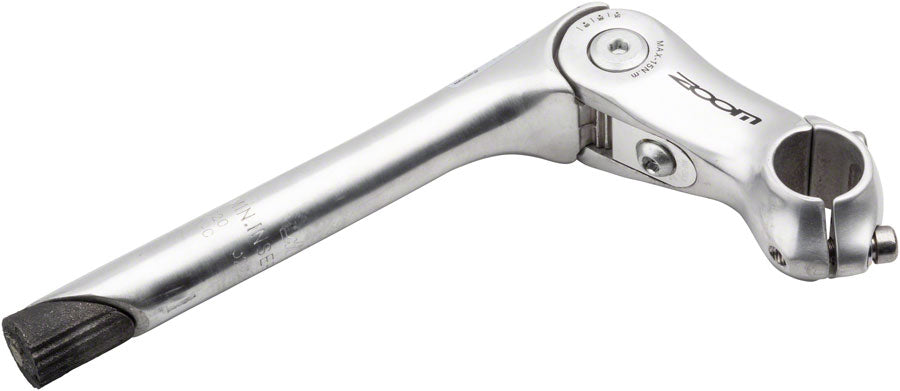 Zoom Quick Comfort Adjustable Stem - 100mm 25.4 Clamp Adjustable 80-150deg 22.2-24tpi Quill Aluminum Silver