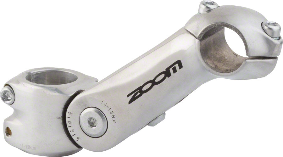Zoom TDS-C297 Stem - 125mm 25.4 Clamp Adjustable 1 1/8&quot; Aluminum Silver