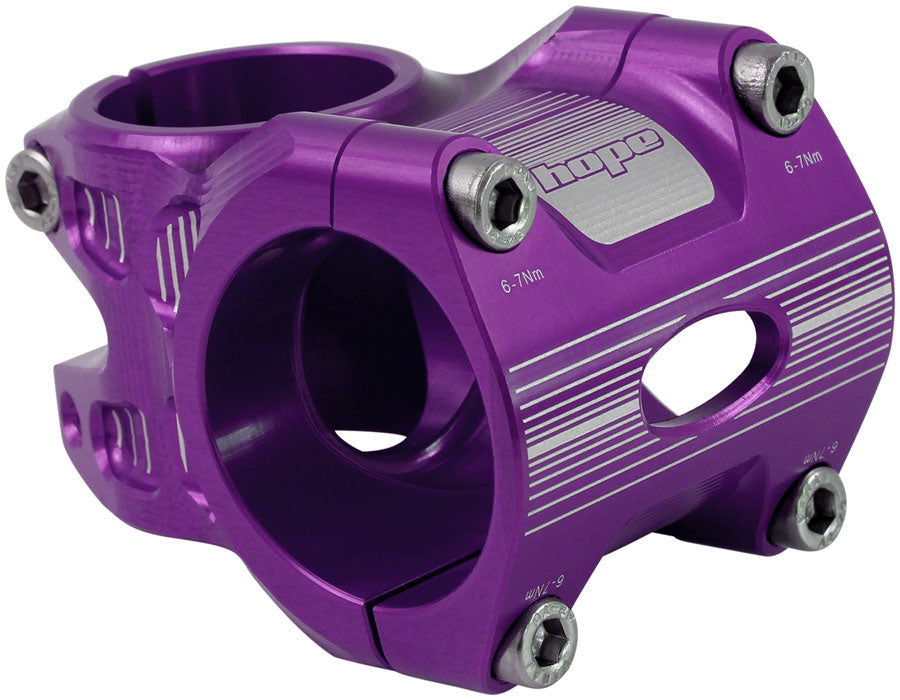 Hope AM/Freeride Stem - 35mm 35 Clamp +/-0 1 1/8&quot; Aluminum Purple