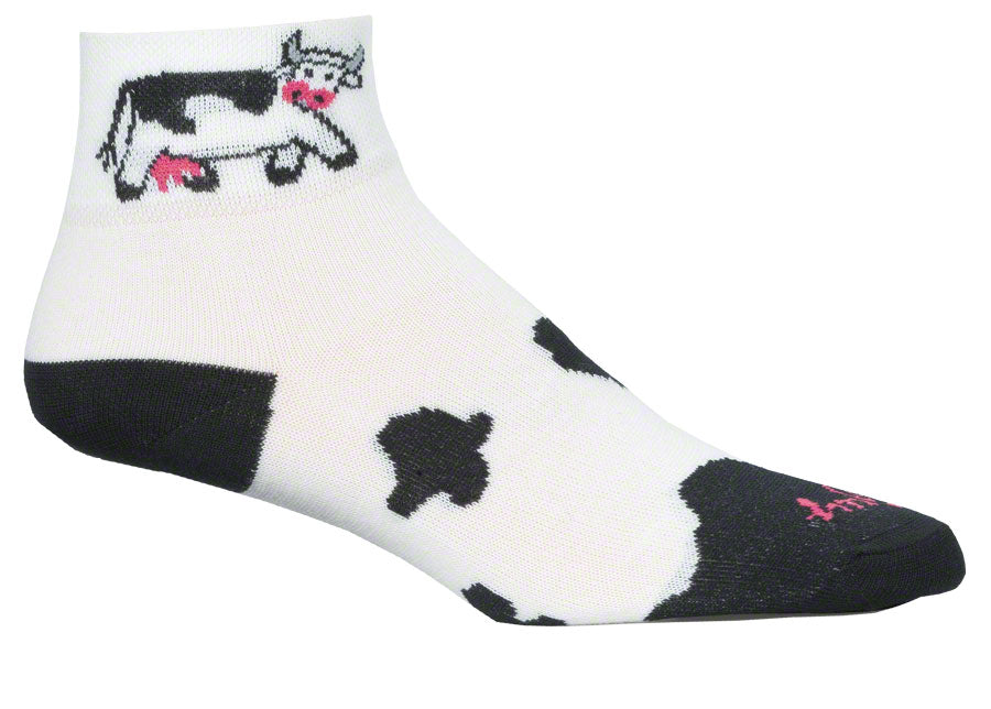 SockGuy Classic Cow Socks - 2&quot; White Womens Small/Medium