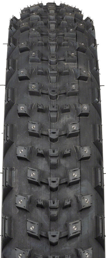 45NRTH Dillinger 4 Tire - 26 x 4.2 Tubeless Folding BLK 120 TPI 168 Large Concave Carbide Aluminum Studs