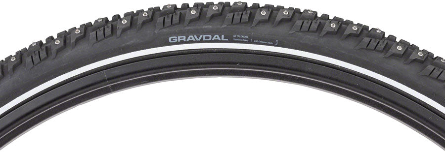 45NRTH Gravdal Tire - 650b x 38 Tubeless Folding BLK 60 TPI 240 Concave Carbide Studs