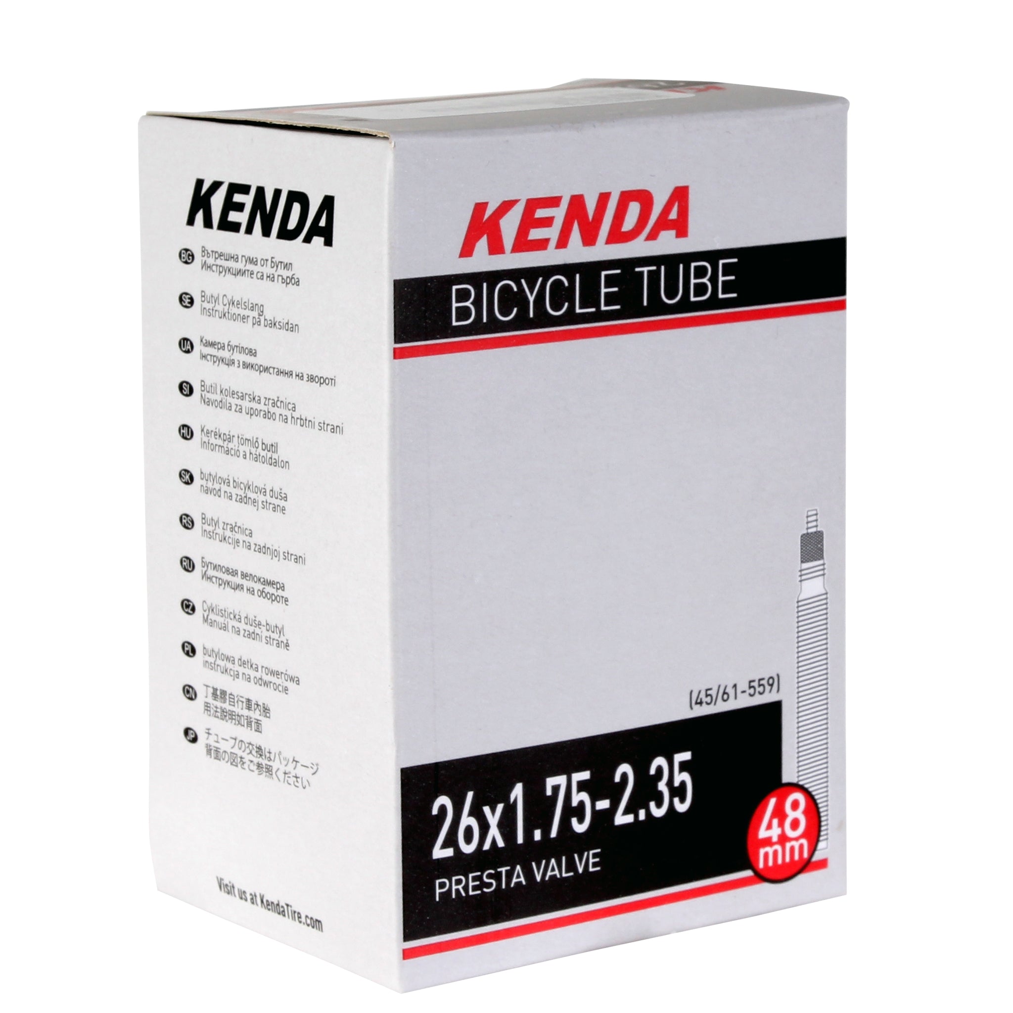 Kenda Butyl Tube 26 x 1.75-2.35&quot; PV/48mm - Each