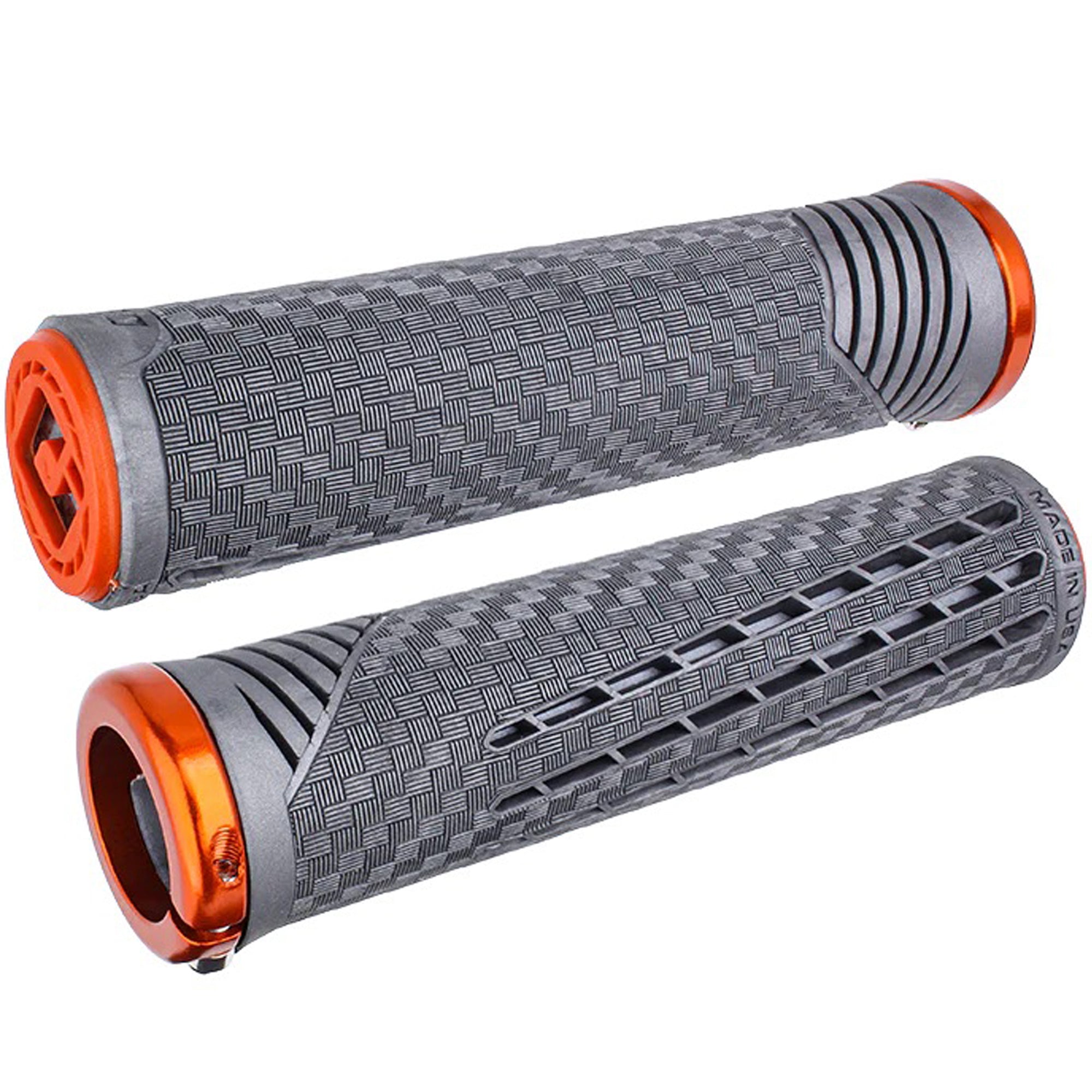 ODI CF V2.1 Grips - Gray/Orange Lock-On - The Bike Hub