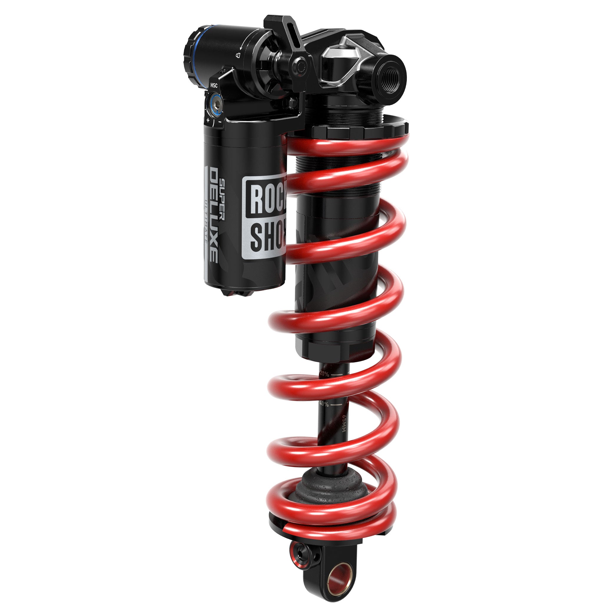 RockShox Super Deluxe Ultimate Coil RC2T Rear shock 185x47.5 Shaft Eyelet: Standard Body Eyelet: Trunnion Linear Reb/Low Comp Adj Hydraulic Bottom Out 320lb Threshold