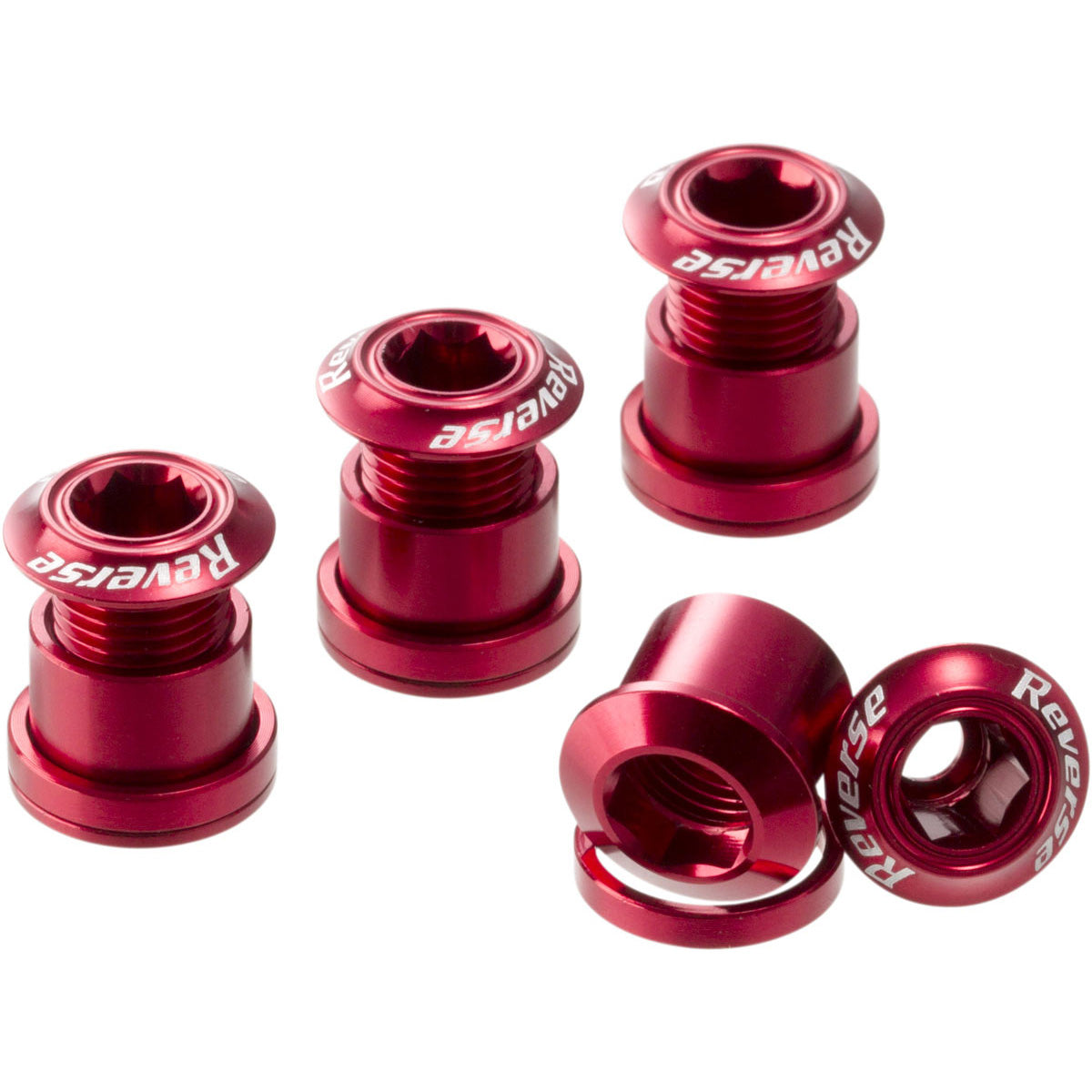 Reverse Chainring Bolt Set 8pc - Red