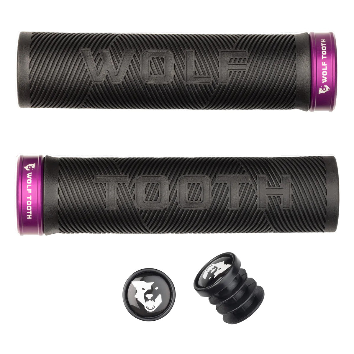 Wolf Tooth Components Echo Lock-On Grip Set - Blk/Purple