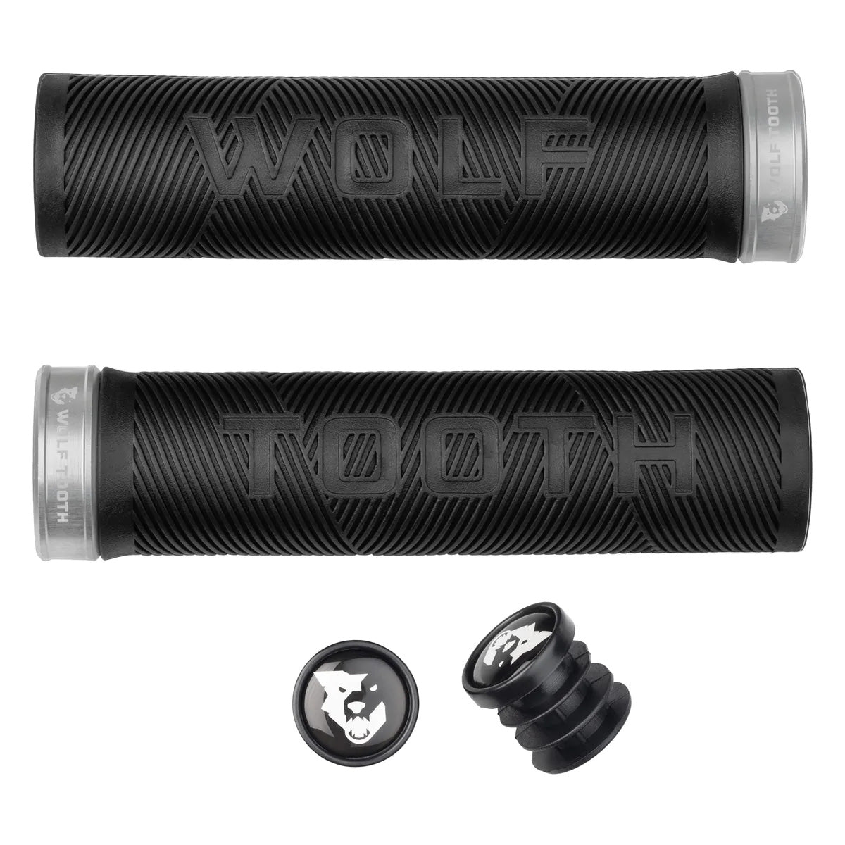 Wolf Tooth Components Echo Lock-On Grip Set - Blk/Silver