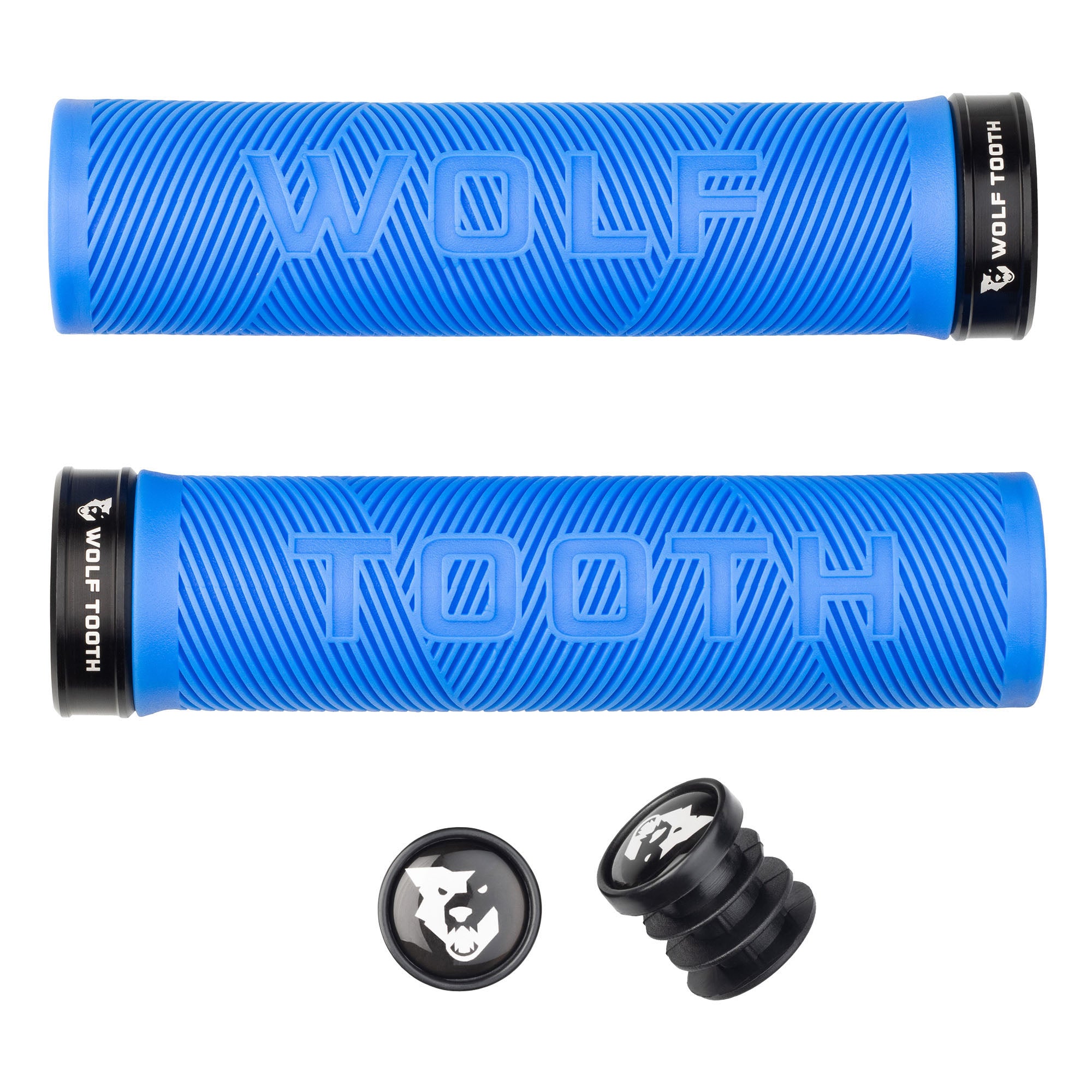 Wolf Tooth Components Echo Lock-On Grip Set - Blue/Blk