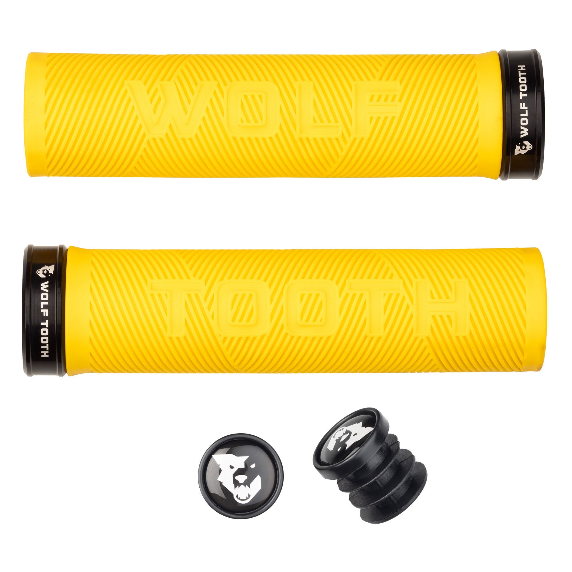 Wolf Tooth Components Echo Lock-On Grip Set - Yellow/Blk