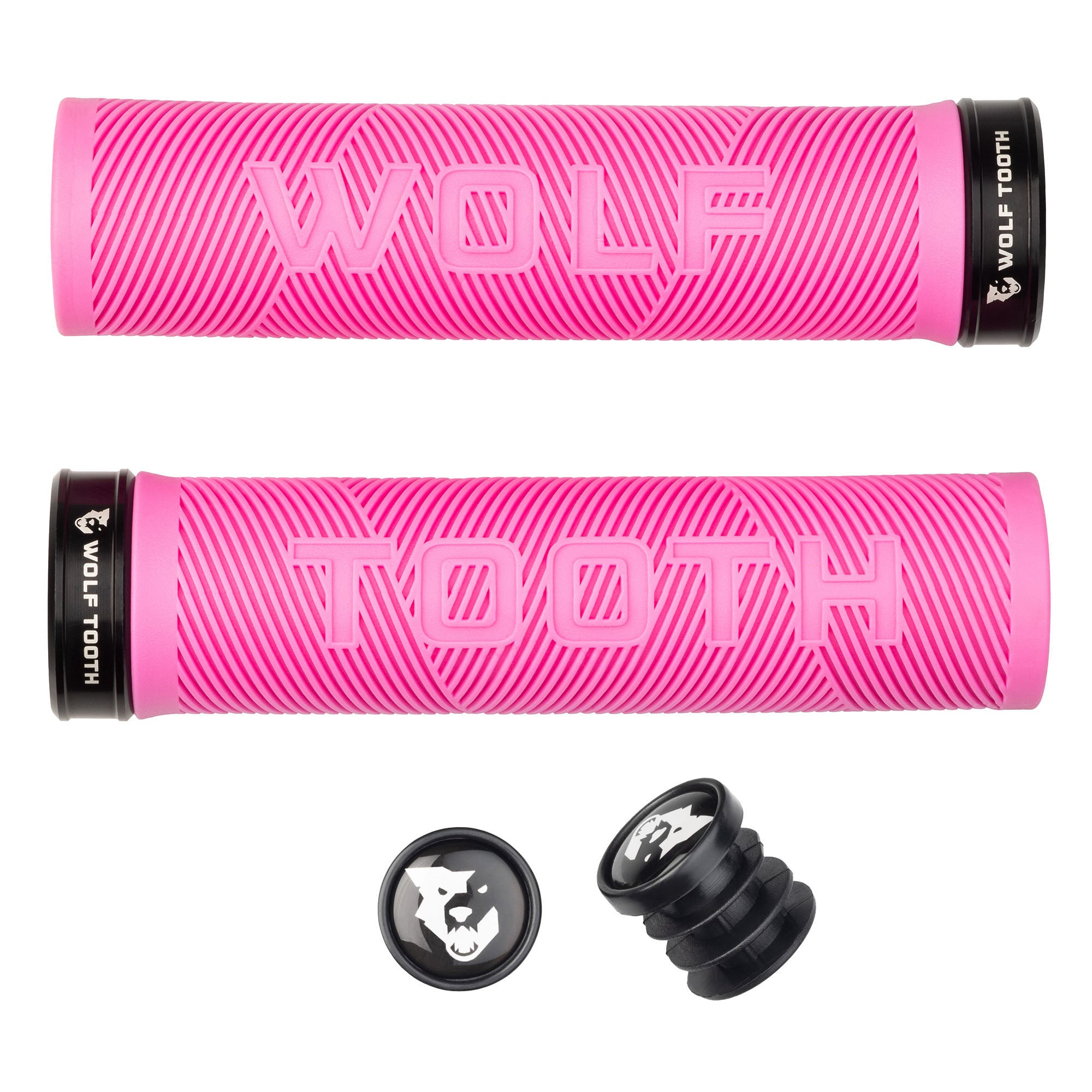 Wolf Tooth Components Echo Lock-On Grip Set - Pink/Blk