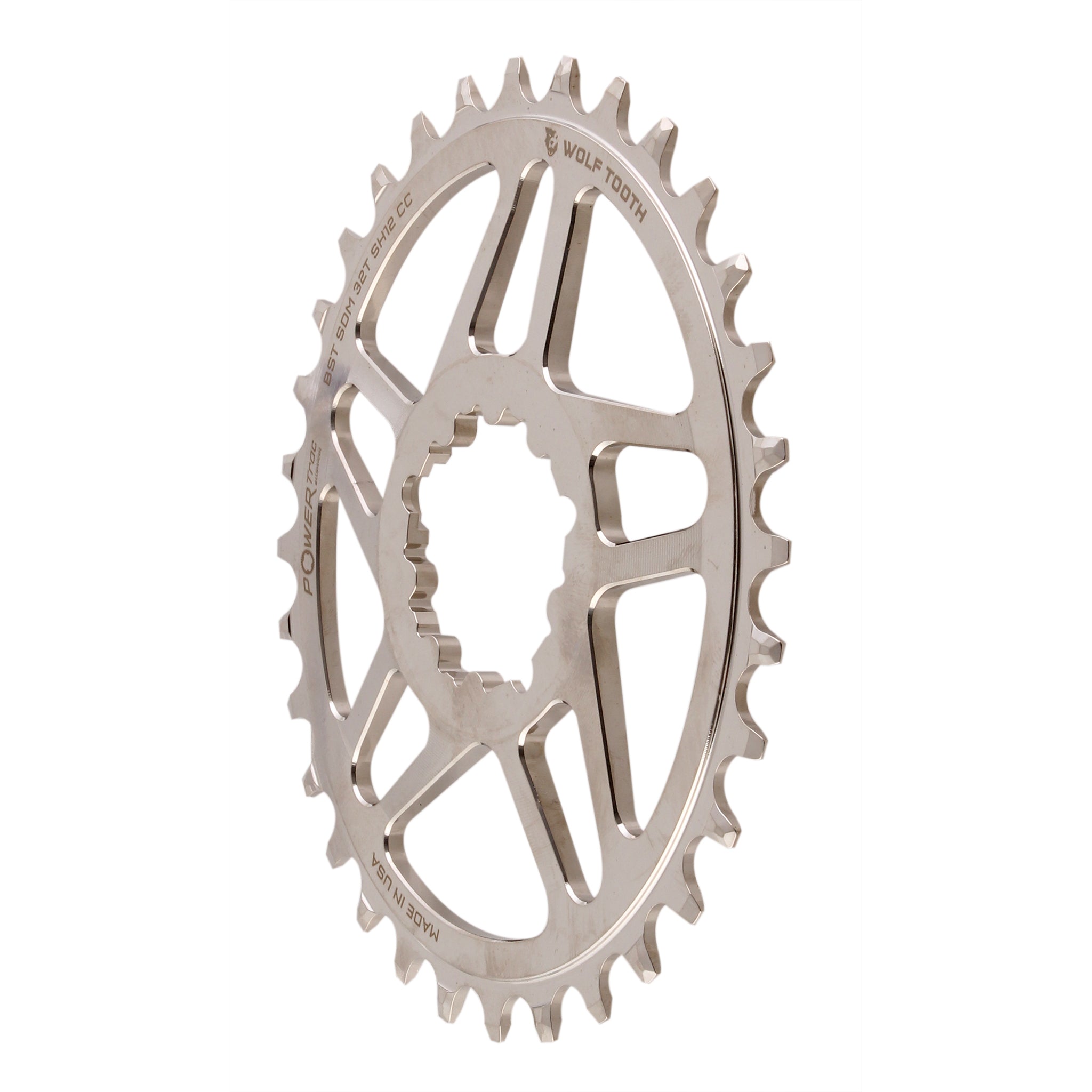 Wolf Tooth Elliptical Direct Mount Chainring - 32t SRAM Direct Mount For SRAM 3-Bolt Boost Cranks Use Hyperglide+ Chain Nickel Plated