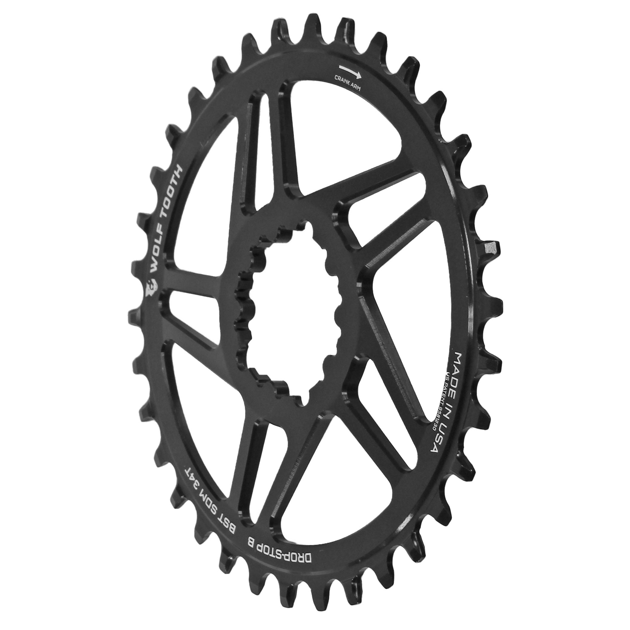 Wolf Tooth Direct Mount Chainring - 30t SRAM Direct Mount Drop-Stop B For SRAM 3-Bolt Boost Cranks 3mm Offset BLK