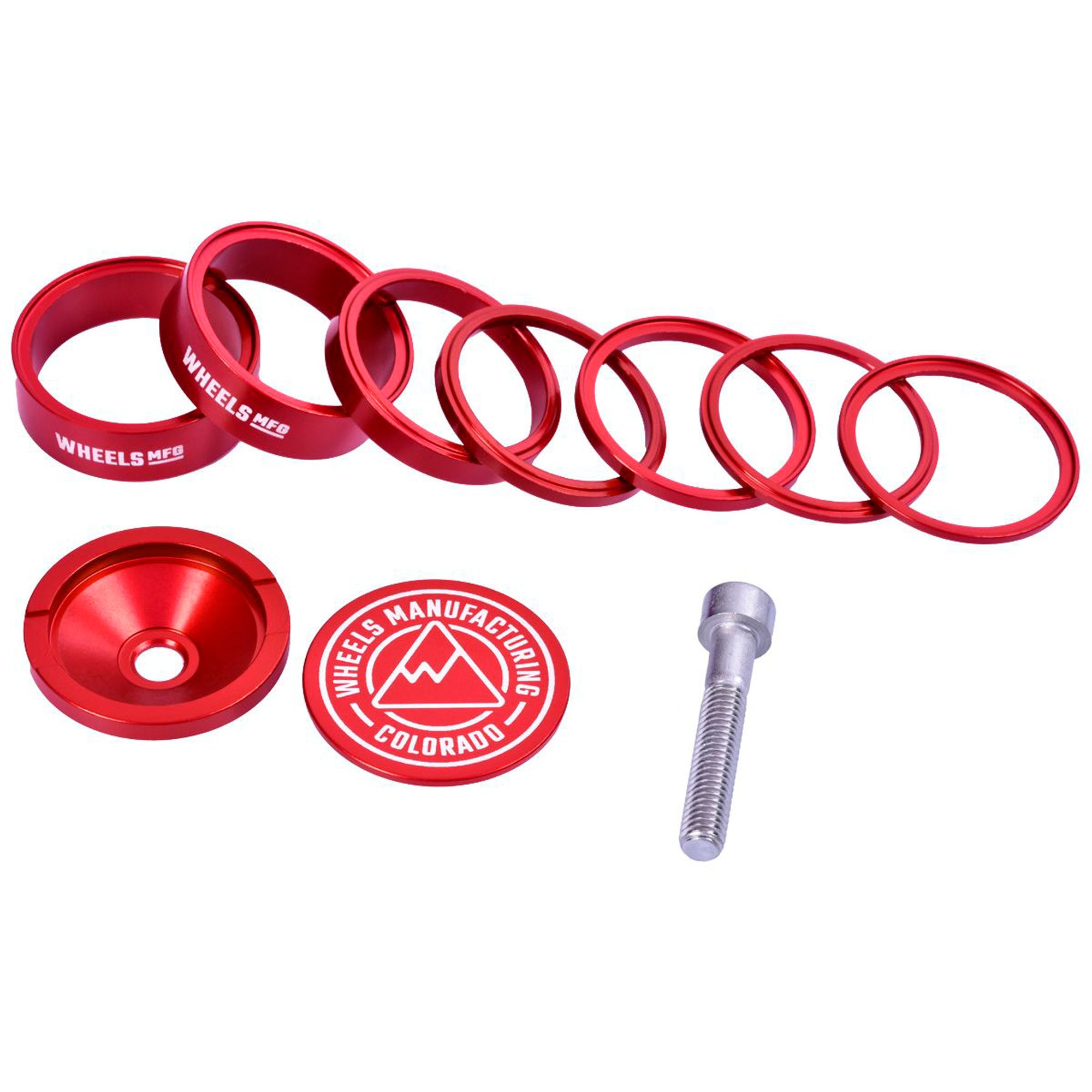 Wheels Manufacturing Pro StackRight Headset Spacer Kit - Red - The Bike Hub